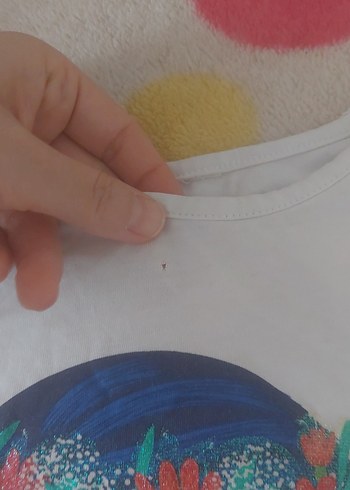 Kız Çocuk Beyaz Pamuklu Fırfırlı Tişört - Görsel 3