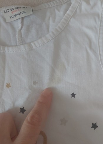 Kız Çocuk Beyaz Dantelli Baskılı Tişört - Görsel 3