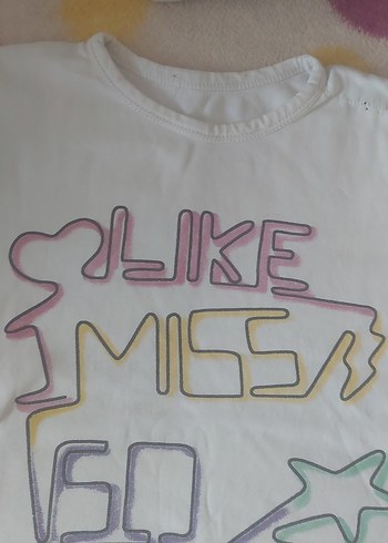 Kız Çocuk Beyaz Baskılı Kısa Kollu Tişört - Görsel 2