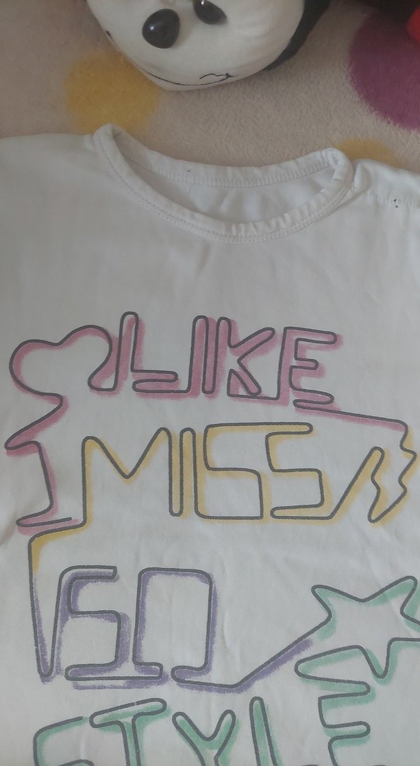 Kız Çocuk Beyaz Baskılı Kısa Kollu Tişört - Görsel 2