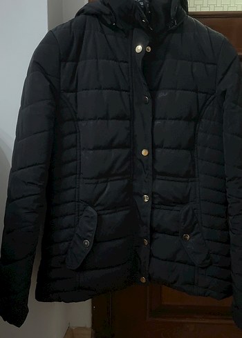 Düğmeli Siyah Midi Kadın Kışlık Ceket - Görsel 3