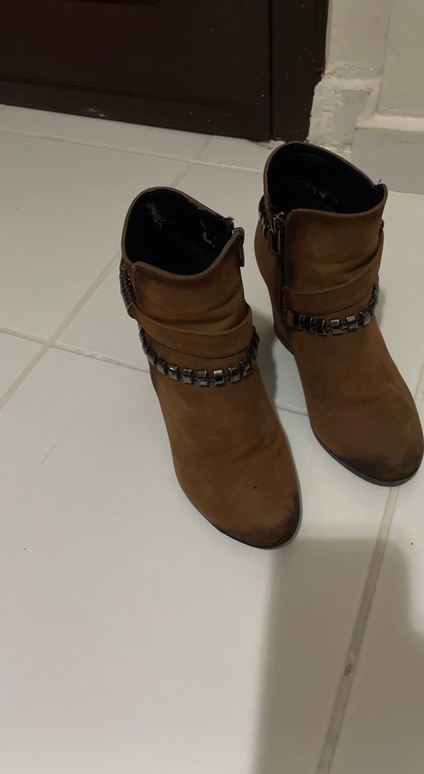 Kahverengi Süet Dolgu Topuklu Kadın Bot - Görsel 2