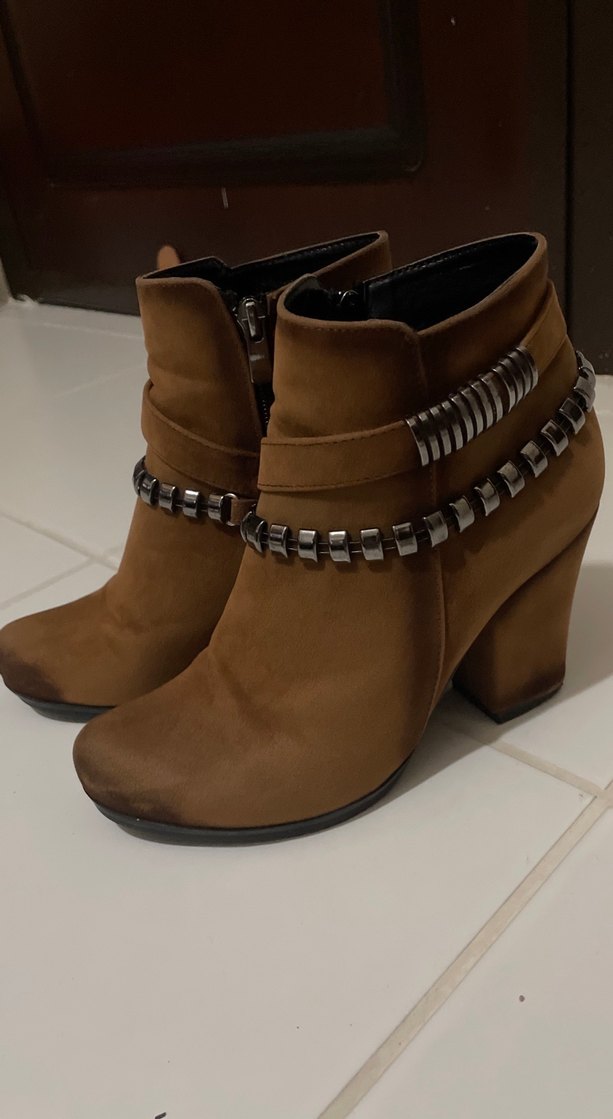 Kahverengi Süet Dolgu Topuklu Kadın Bot - Görsel 5