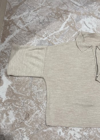 Bej Kadın Keten Balıkçı Yaka Fermuarlı Kazak - Görsel 3