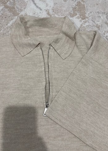 Bej Kadın Keten Balıkçı Yaka Fermuarlı Kazak - Görsel 4