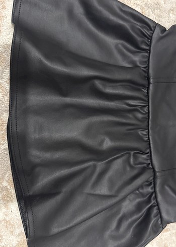 Kürklü Siyah Deri Mini Etek - Görsel 3