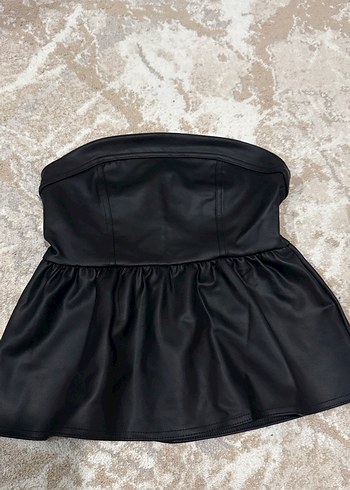 Kürklü Siyah Deri Mini Etek - Görsel 4