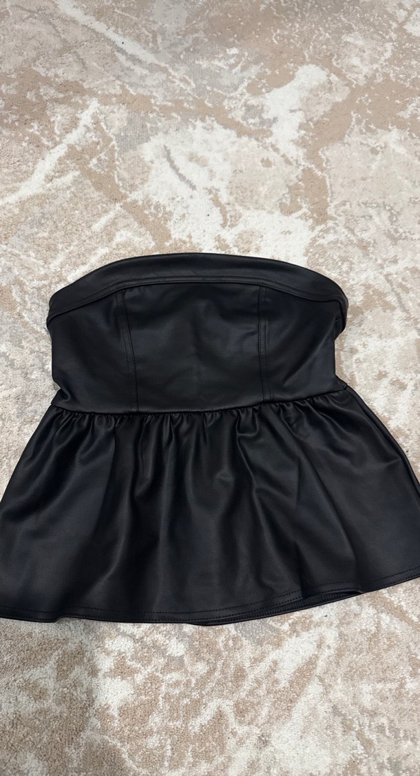 Kürklü Siyah Deri Mini Etek - Görsel 4