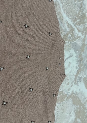 Nakışlı Bej Kadın Triko Kazak - Görsel 4