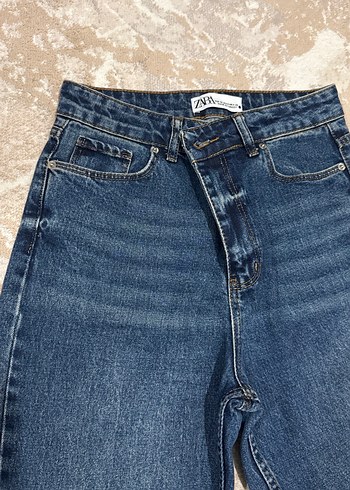 Kadın Mavi Midi Boy Regular Fit Denim Pantolon - Görsel 4