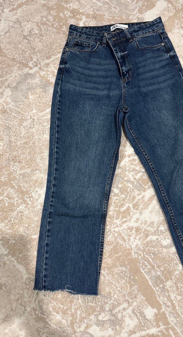 Kadın Mavi Midi Boy Regular Fit Denim Pantolon - Görsel 2