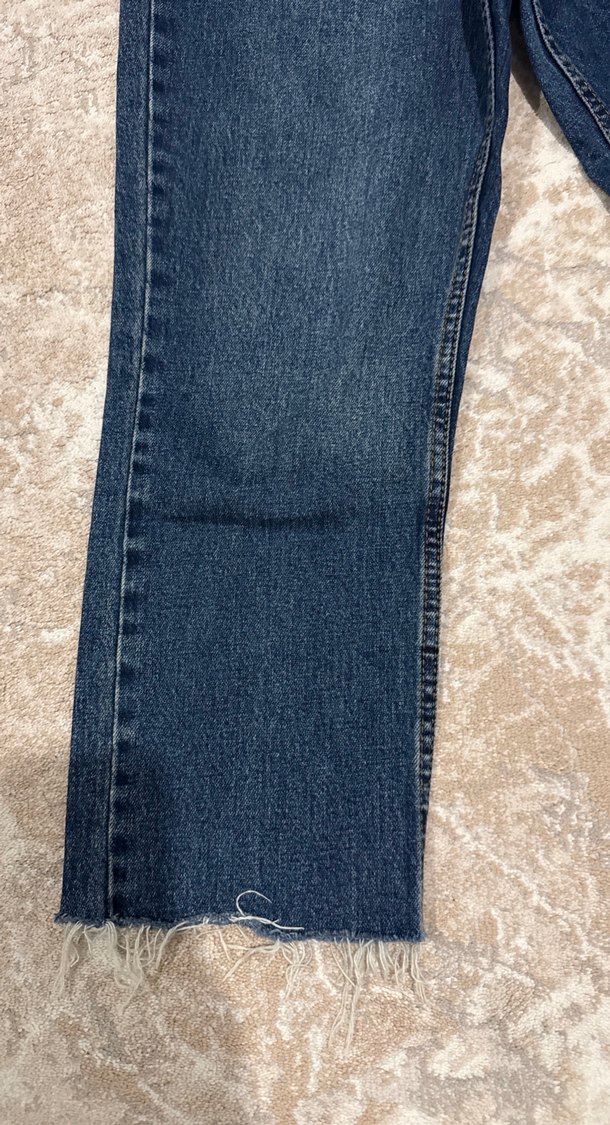 Kadın Mavi Midi Boy Regular Fit Denim Pantolon - Görsel 3