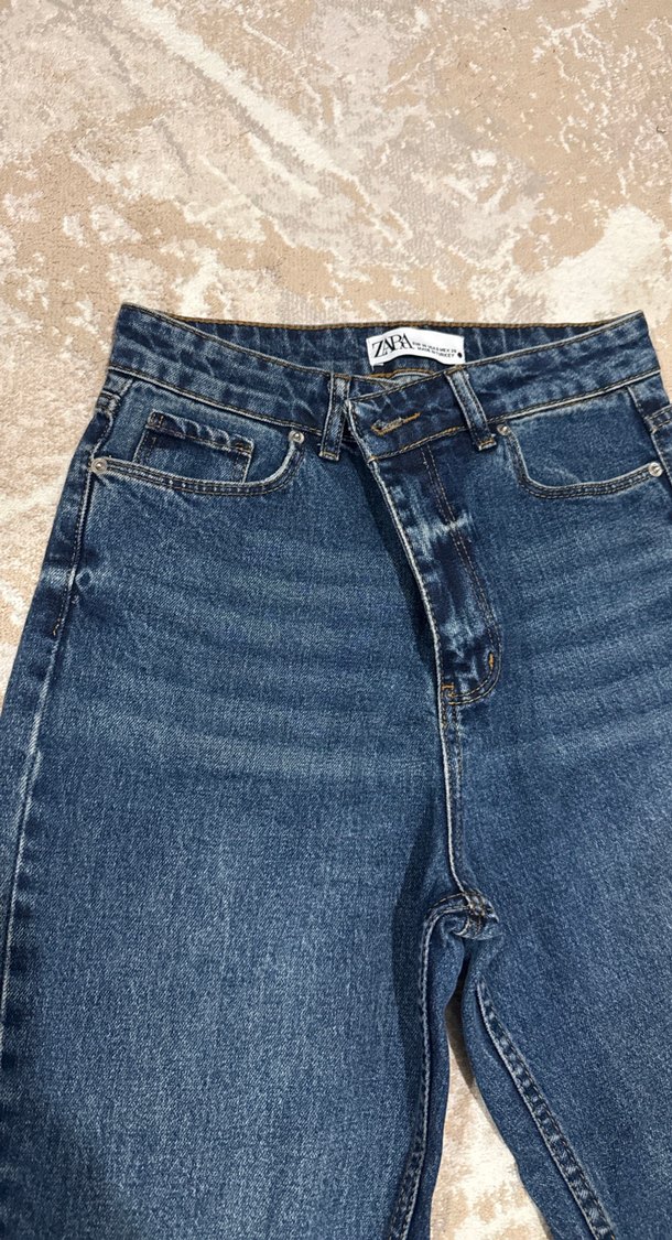 Kadın Mavi Midi Boy Regular Fit Denim Pantolon - Görsel 4