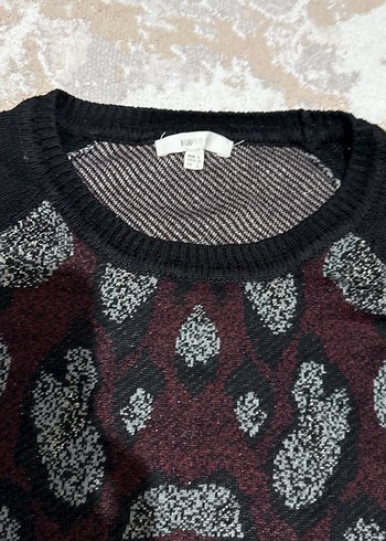 Bordo Desenli Uzun Kollu Kadın Kazak - Görsel 5