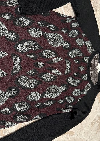 Bordo Desenli Uzun Kollu Kadın Kazak - Görsel 6