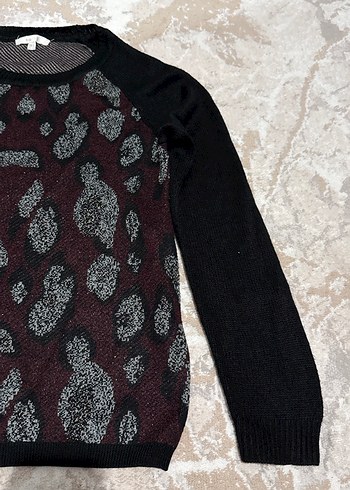 Bordo Desenli Uzun Kollu Kadın Kazak - Görsel 2