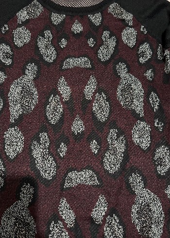 Bordo Desenli Uzun Kollu Kadın Kazak - Görsel 4