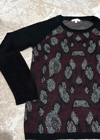 Bordo Desenli Uzun Kollu Kadın Kazak - Görsel 3