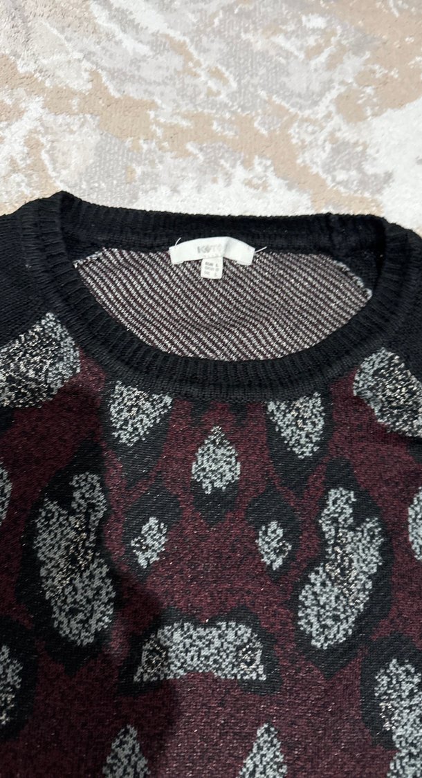 Bordo Desenli Uzun Kollu Kadın Kazak - Görsel 5