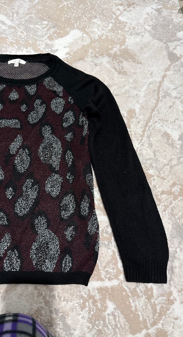 Bordo Desenli Uzun Kollu Kadın Kazak - Görsel 2