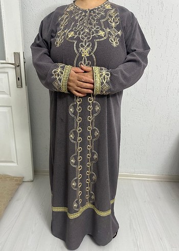 xxl Beden gri Renk Etnik tasarımlı sık elbise