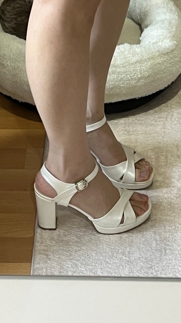 10cm Beyaz Topuklu Ayakkabı - Görsel 2