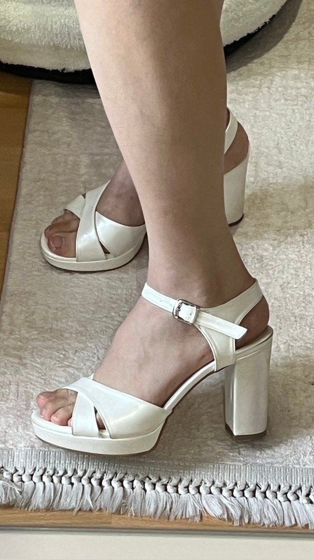 10cm Beyaz Topuklu Ayakkabı - Görsel 5