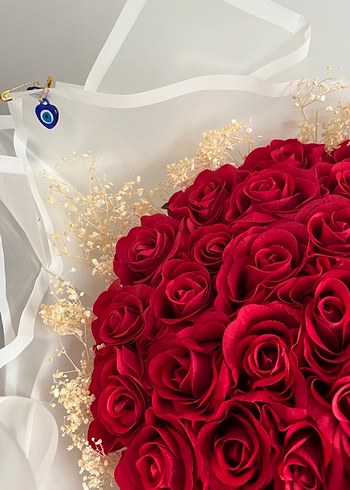 Islak Dokulu 41 Adet Kırmızı Gül İsteme Buketi - Görsel 3