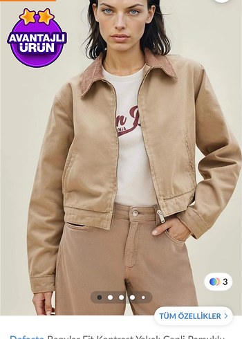Kadife Yakalı Bej Ceket - Görsel 5