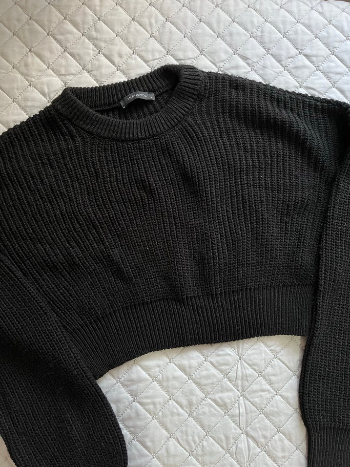 Siyah Örme Kadın Kazak - Görsel 2