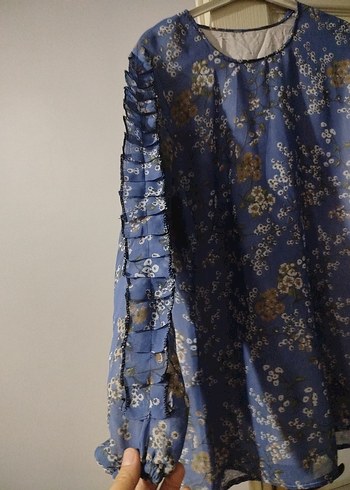 Mavi şifon tunik özel dikimdir birkere giydim - Görsel 2