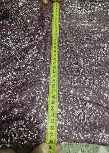 Uzun Kollu Parlak Mor Vintage Abiye Elbise 36 beden - Görsel 9