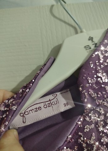 Uzun Kollu Parlak Mor Vintage Abiye Elbise 36 beden - Görsel 3