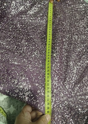 Uzun Kollu Parlak Mor Vintage Abiye Elbise 36 beden - Görsel 7