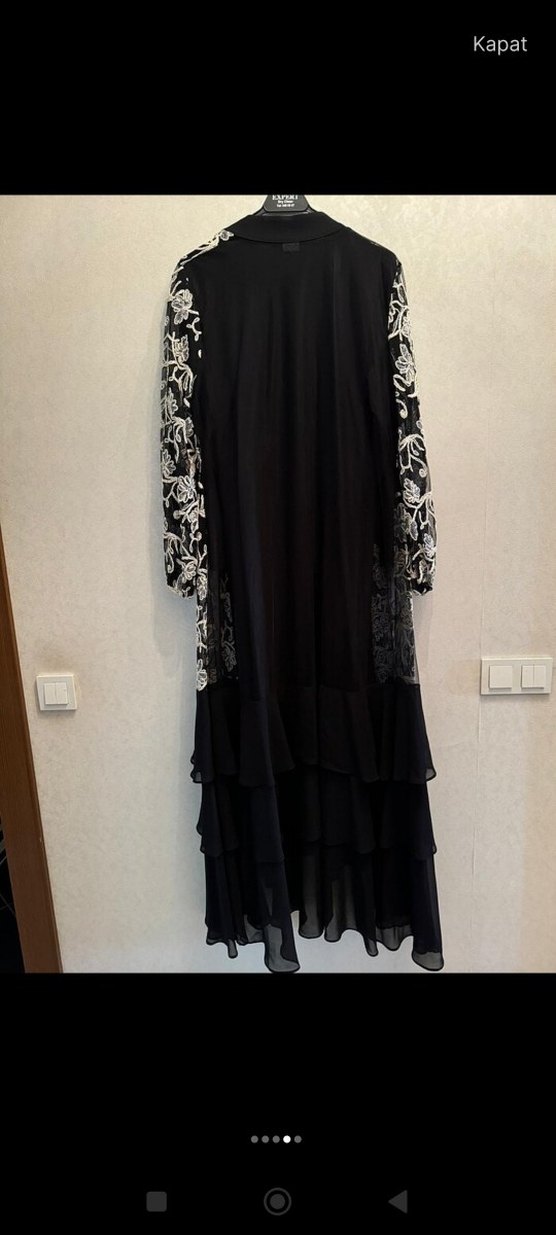 Dantel Detaylı Uzun Siyah Gotik Elbise - Görsel 4