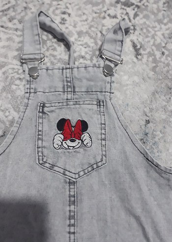 Kız Çocuk Gri Denim Nakışlı Elbise - Görsel 2