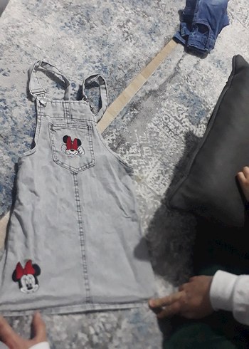 Kız Çocuk Gri Denim Nakışlı Elbise - Görsel 5