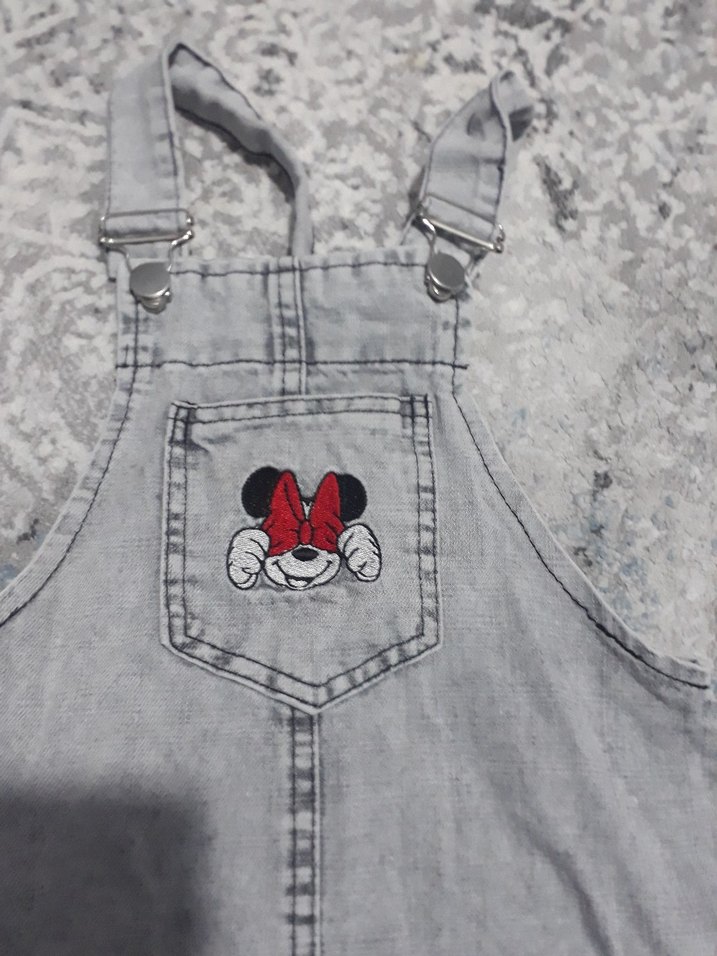 Kız Çocuk Gri Denim Nakışlı Elbise - Görsel 2