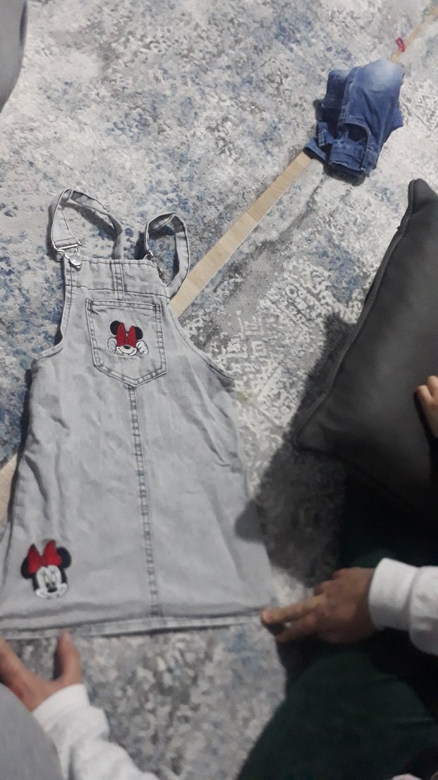 Kız Çocuk Gri Denim Nakışlı Elbise - Görsel 5