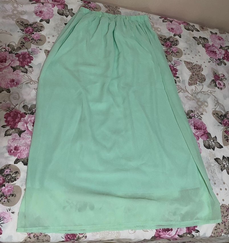 Bohem Uzun Yeşil Drapeli Etek - Görsel 2