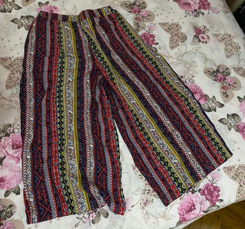 Renkli Piliseli Bohem Kadın Pantolon - Görsel 2