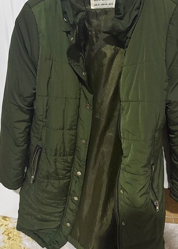 Düğmeli Yeşil Kadın Kışlık Mont - Görsel 2