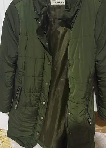 Düğmeli Yeşil Kadın Kışlık Mont - Görsel 3