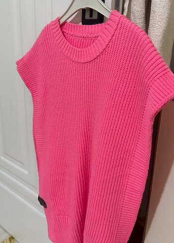 Pembe Örgü Kadın Süveter - Görsel 2