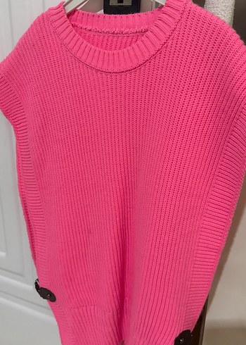 Pembe Örgü Kadın Süveter - Görsel 3