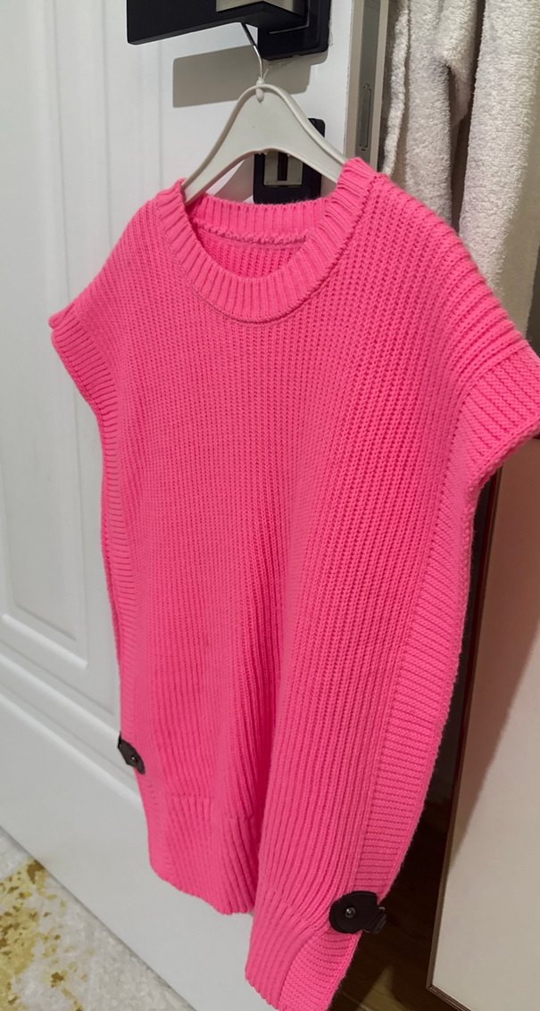 Pembe Örgü Kadın Süveter - Görsel 2