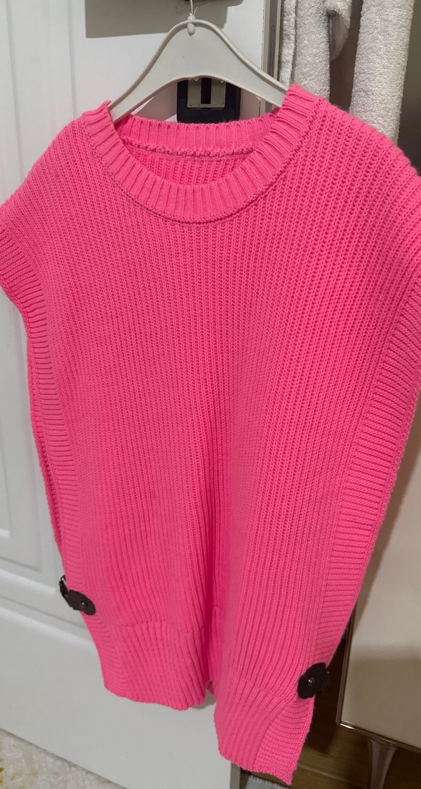 Pembe Örgü Kadın Süveter - Görsel 3