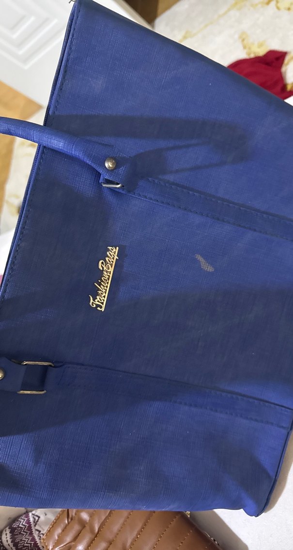 Mavi Süet Tokalı Kadın Çanta - Görsel 4