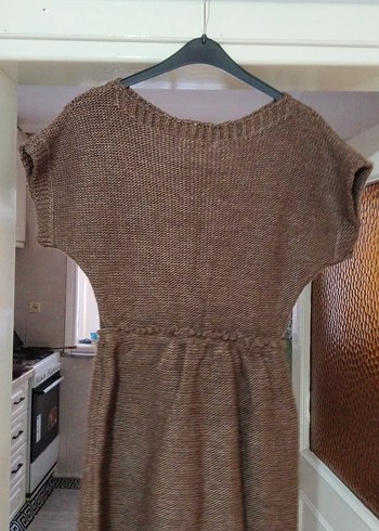 Kahverengi Örgü Midi Elbise - Görsel 5