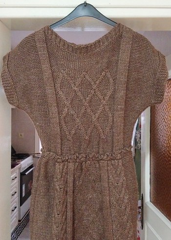 Kahverengi Örgü Midi Elbise - Görsel 2